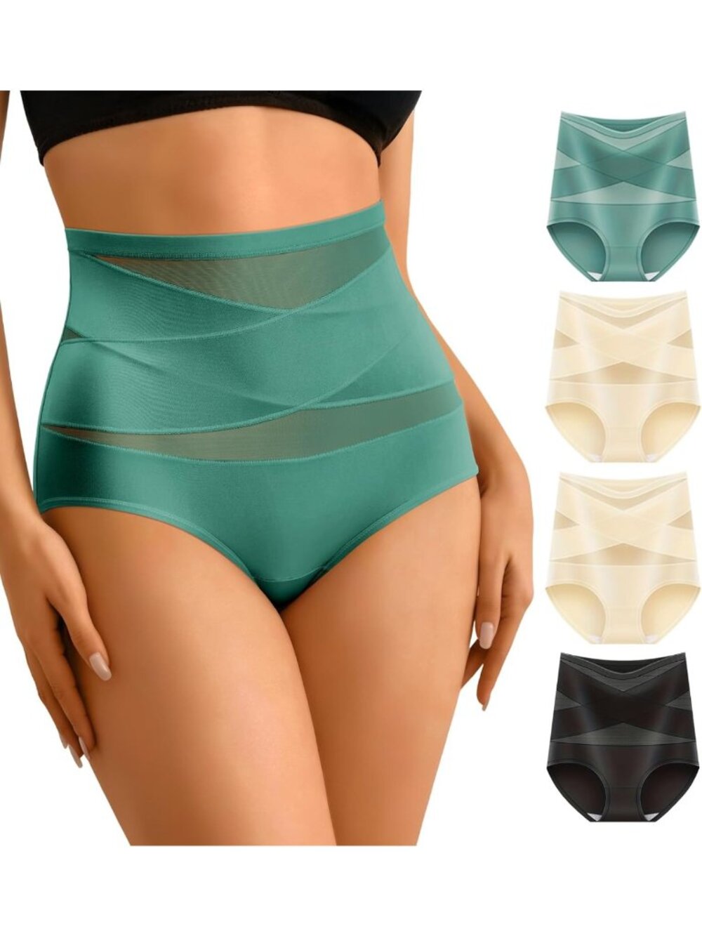 High Waisted Tummy Control Shapewear Panties, Silky Soft Full Coverage Briefs